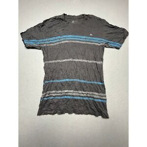 Quiksilver T Shirt 100% Cotton Charcoal Blue Striped‎ XL Mens